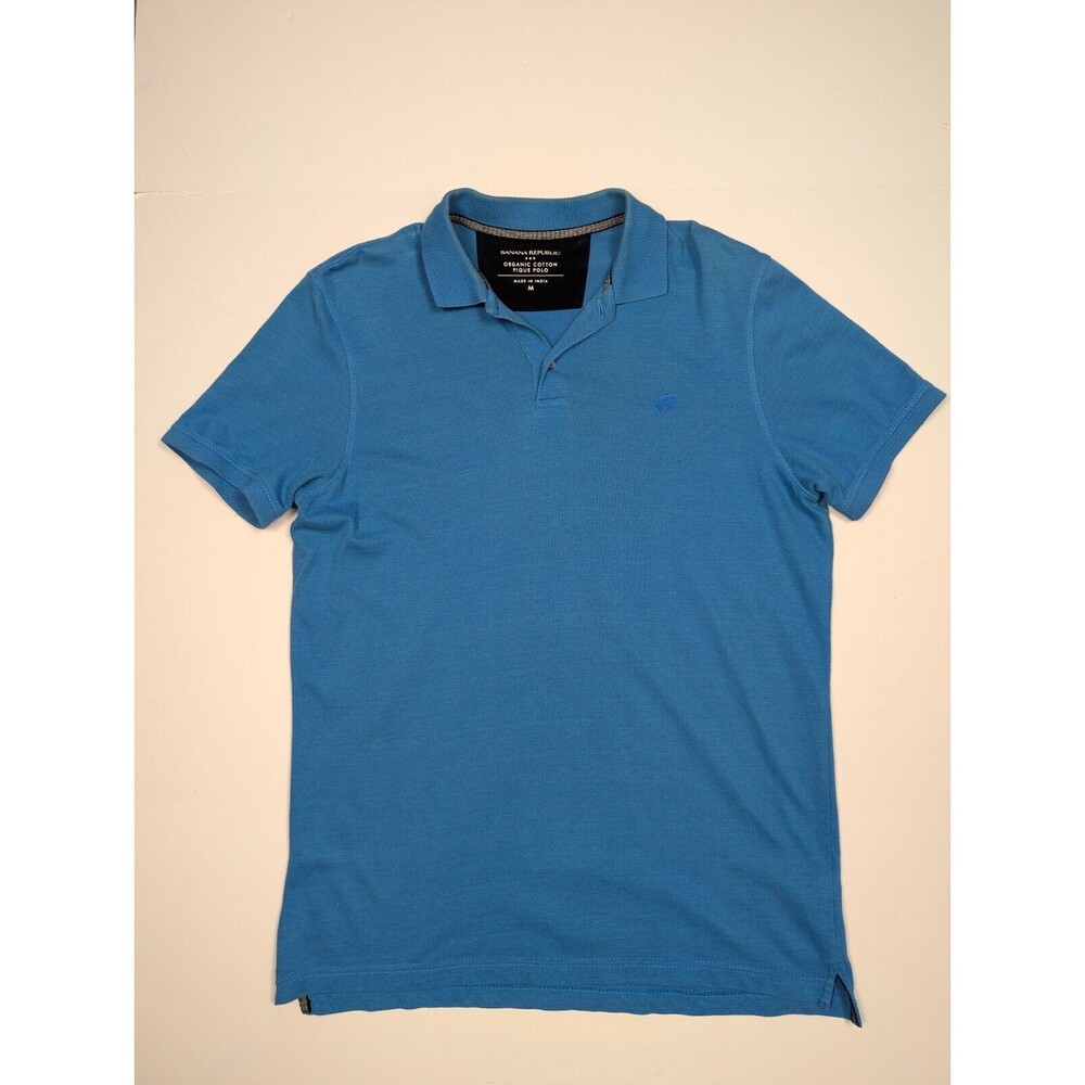 Banana Republic Organic Cotton Pique Polo Blue Mens Medium